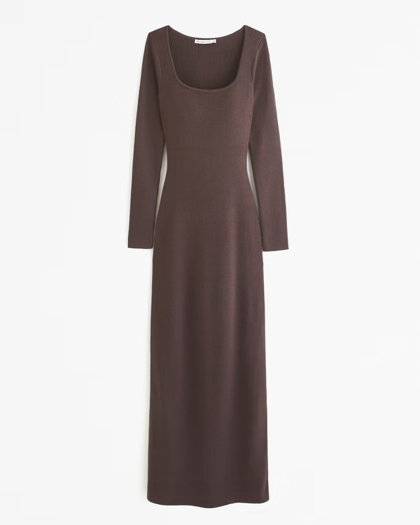 Long-Sleeve Squareneck Maxi Sweater Dress | Abercrombie & Fitch (US)