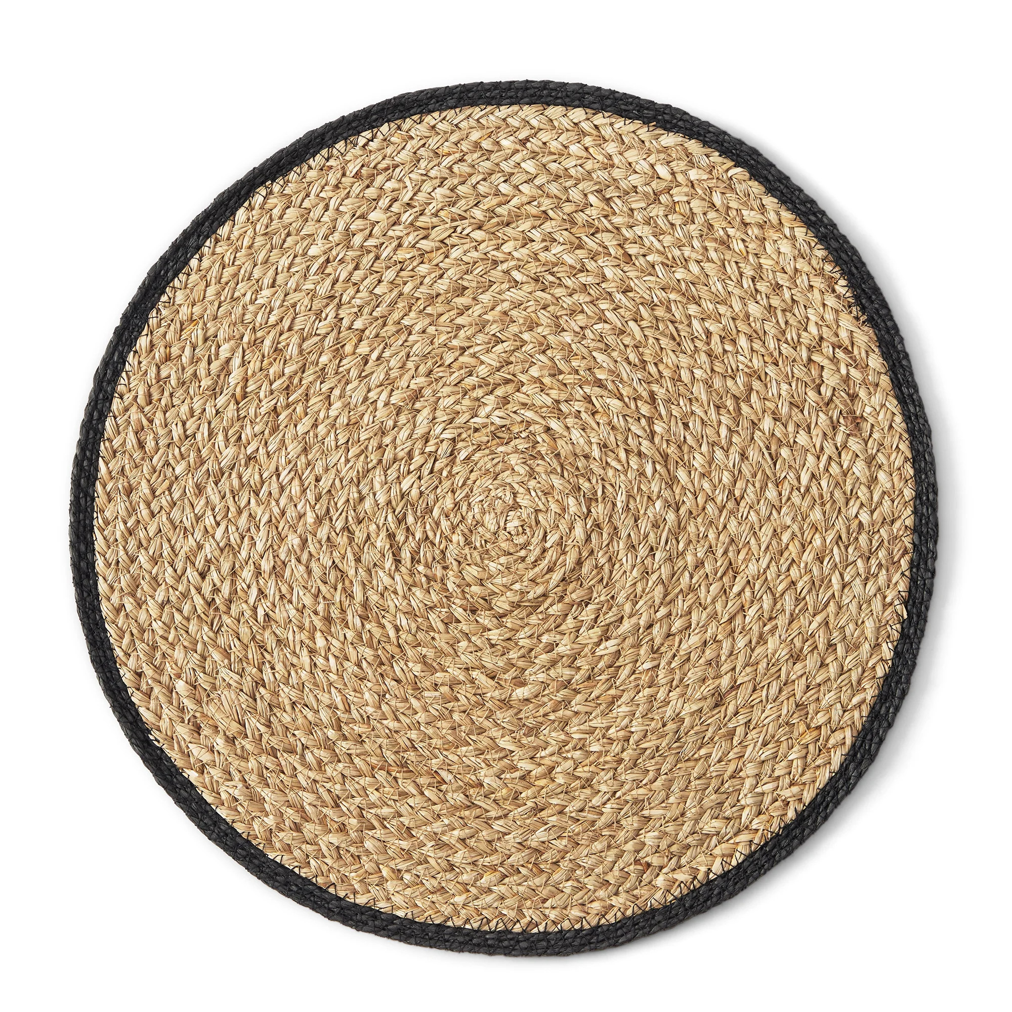 Hometrends Solid Border 100% Seagrass 1-Piece Placemat, Black, 15" Round | Walmart (CA)