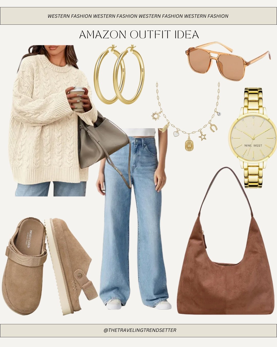 Amazon fall outfit idea - sweater with Levi jeans and a look for less clog slip on shoe for fall and winter with gold jewelry suede handbag and sunglasses 

#LTKFindsUnder50 #LTKStyleTip #LTKFindsUnder100