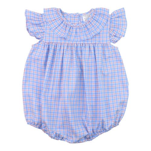 Blue And Red Plaid Ruffle Bubble | Cecil and Lou