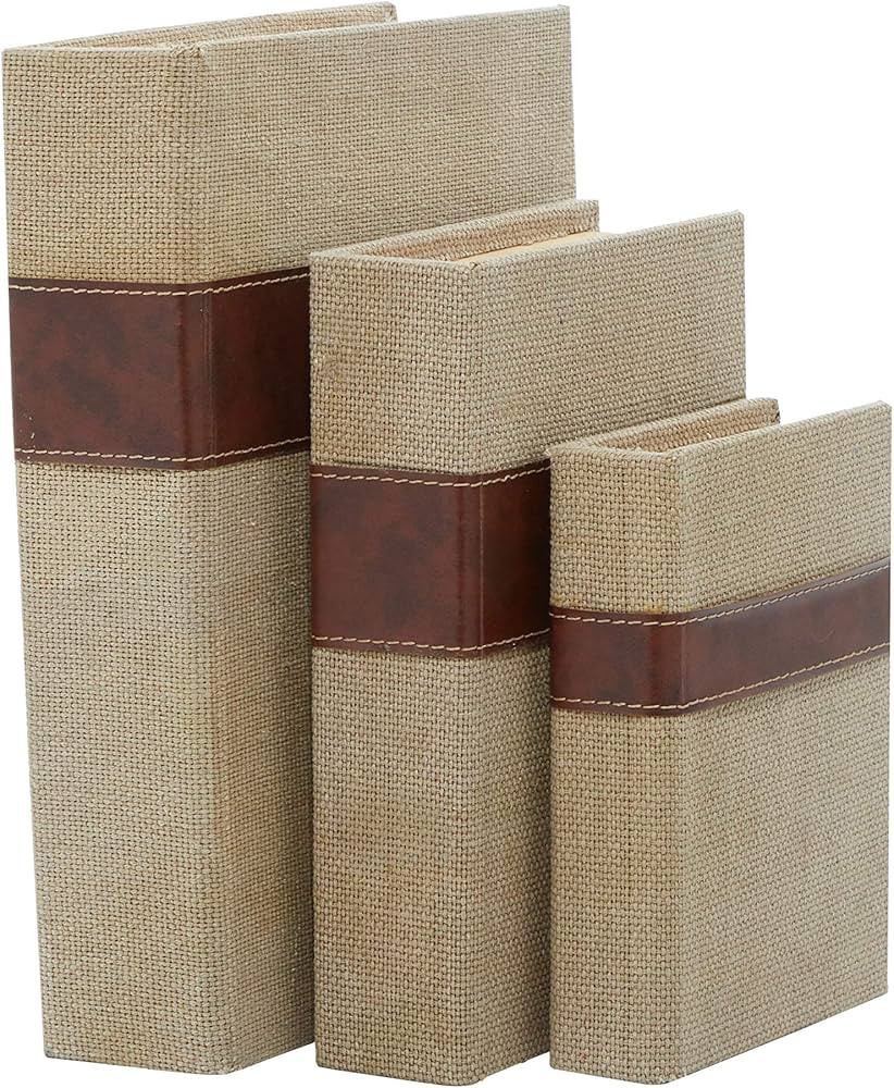 Deco 79 Linen Fabric Decorative Box Faux Storage Book Book Shaped Boxes with Faux Leather Detaili... | Amazon (US)