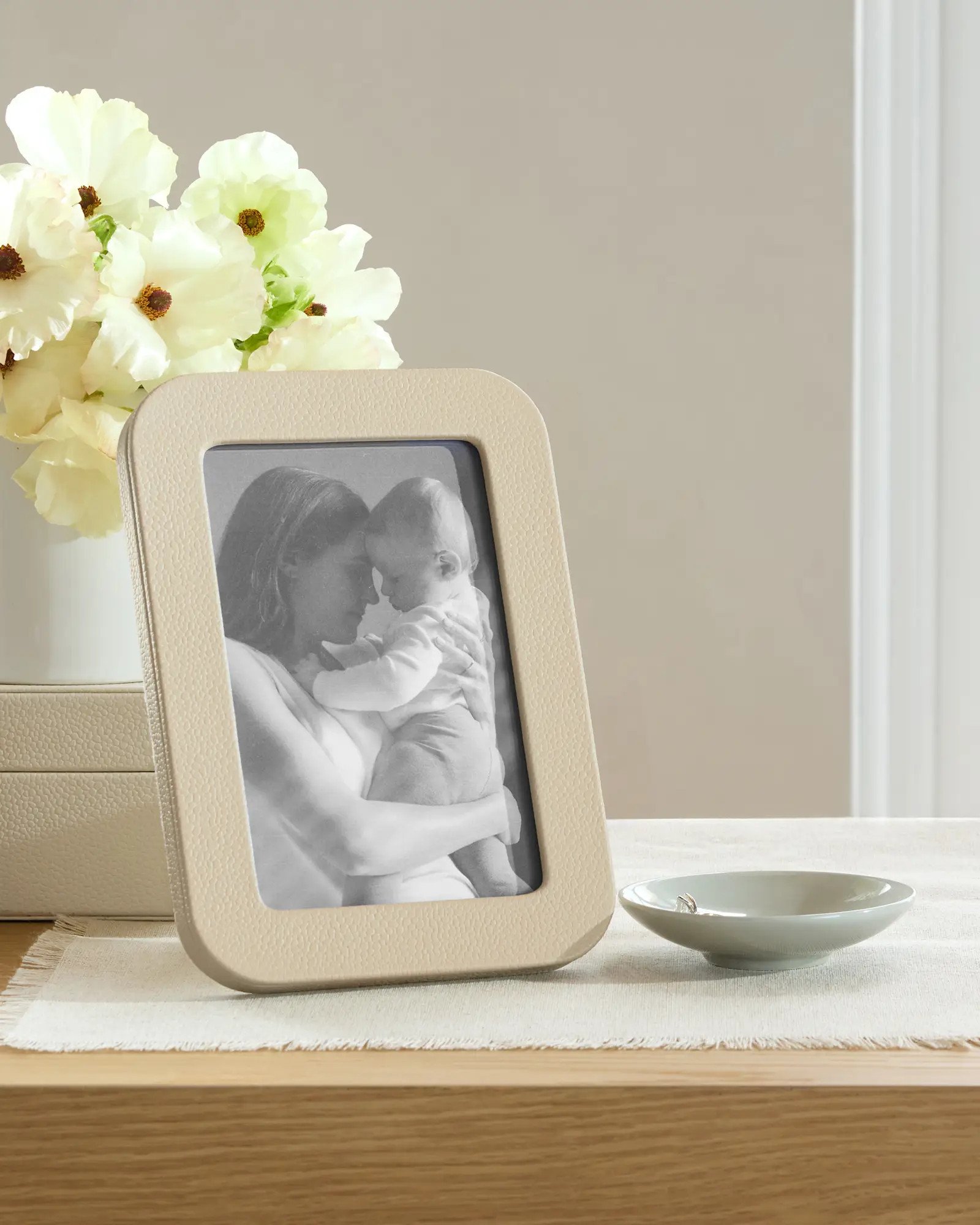 Shagreen Leather Decorative Picture Frames in Cream | Quince