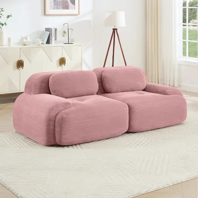 Modern Pink Corduroy Sofas With Curved Armrests For Home Use | Wayfair North America