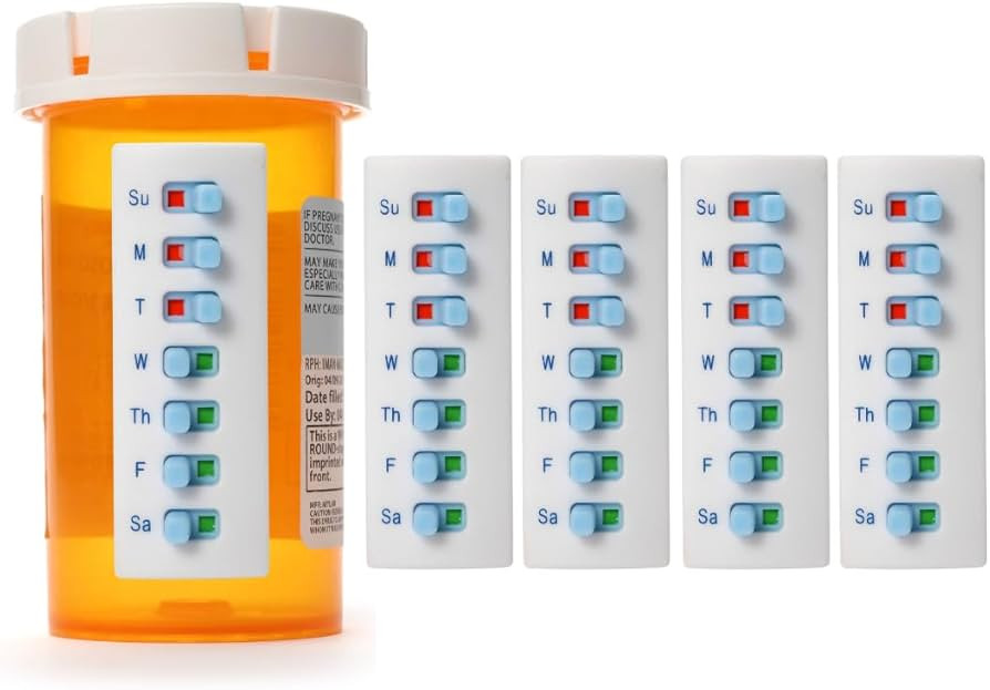 5 Pack Medication Tracker and Reminder, Take-n-Slide Reusable Peel and Stick Pill Trackers Attach... | Amazon (US)