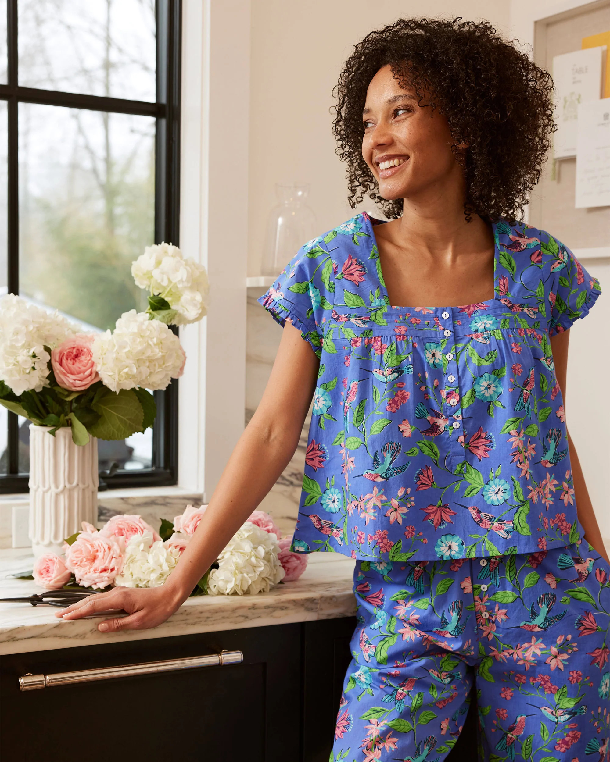 Hummingbird Haven - Pintuck Cropped Set - Crocus | Printfresh