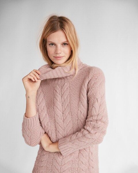 Cowl Neck Cable Knit Sweater | Express