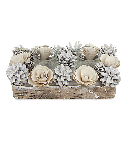 White pinecone double tealight holder | Selfridges