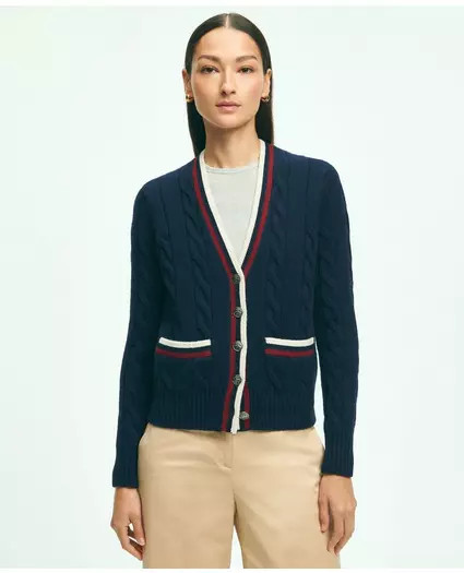 Merino Wool Cashmere Tennis Cardigan | Brooks Brothers