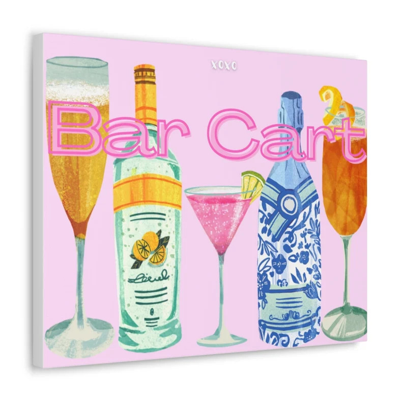 Bright Bar Cart Decorative Canvas Print | Etsy (US)