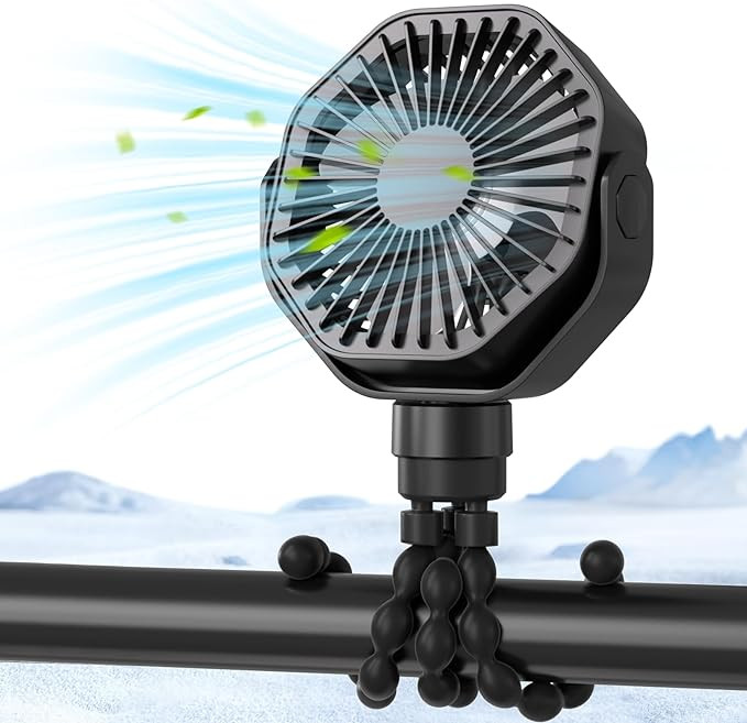 Lerat Portable Stroller Fan With Flexible Tripod, 3 Speeds Rechargeable Handheld Personal Fan, 36... | Amazon (US)