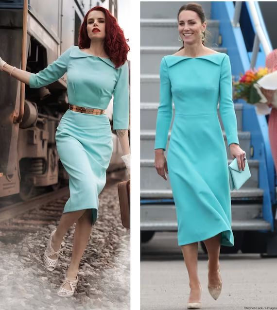 Turquoise Pencil or Aline Dress Custom Made / Kate Middleton - Etsy | Etsy (US)