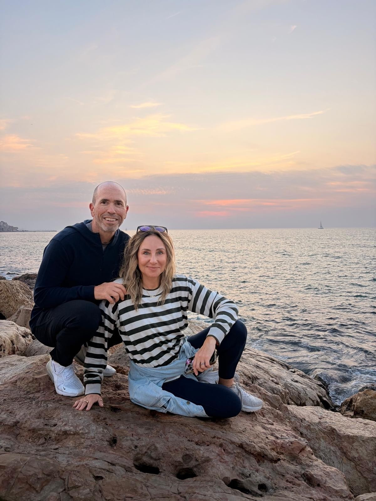 A few more outfits from my Israel trip to share. I promise a full recap is in the works. Being at the Tel Aviv beach for sunset has a special energy, especially on Friday nights. This striped sweater served me so well on this trip. I wore it with jeans, over a dress, and here with leggings.

#LTKHoliday #LTKootd #LTKdayinmylife