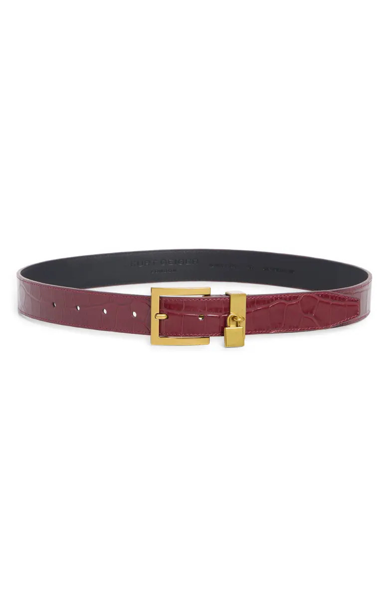 Kurt Geiger London Croc Embossed Leather Belt | Nordstromrack | Nordstrom Rack