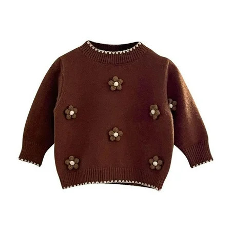 Toddler Sweater Dress Fashion Girl and Boy Children Casual Long Sleeved Warm Round Neck Sweater New Toddler Knit Sweater Knit Pullover Tops Brown 12 Months | Walmart (US)