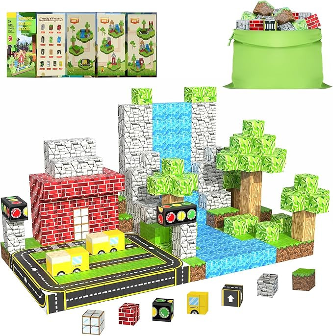 100PCS Magnetic Building Blocks for Kids Ages 4-8, Magnetic Cubes, Magnet STEM Sensory Toys Road ... | Amazon (US)