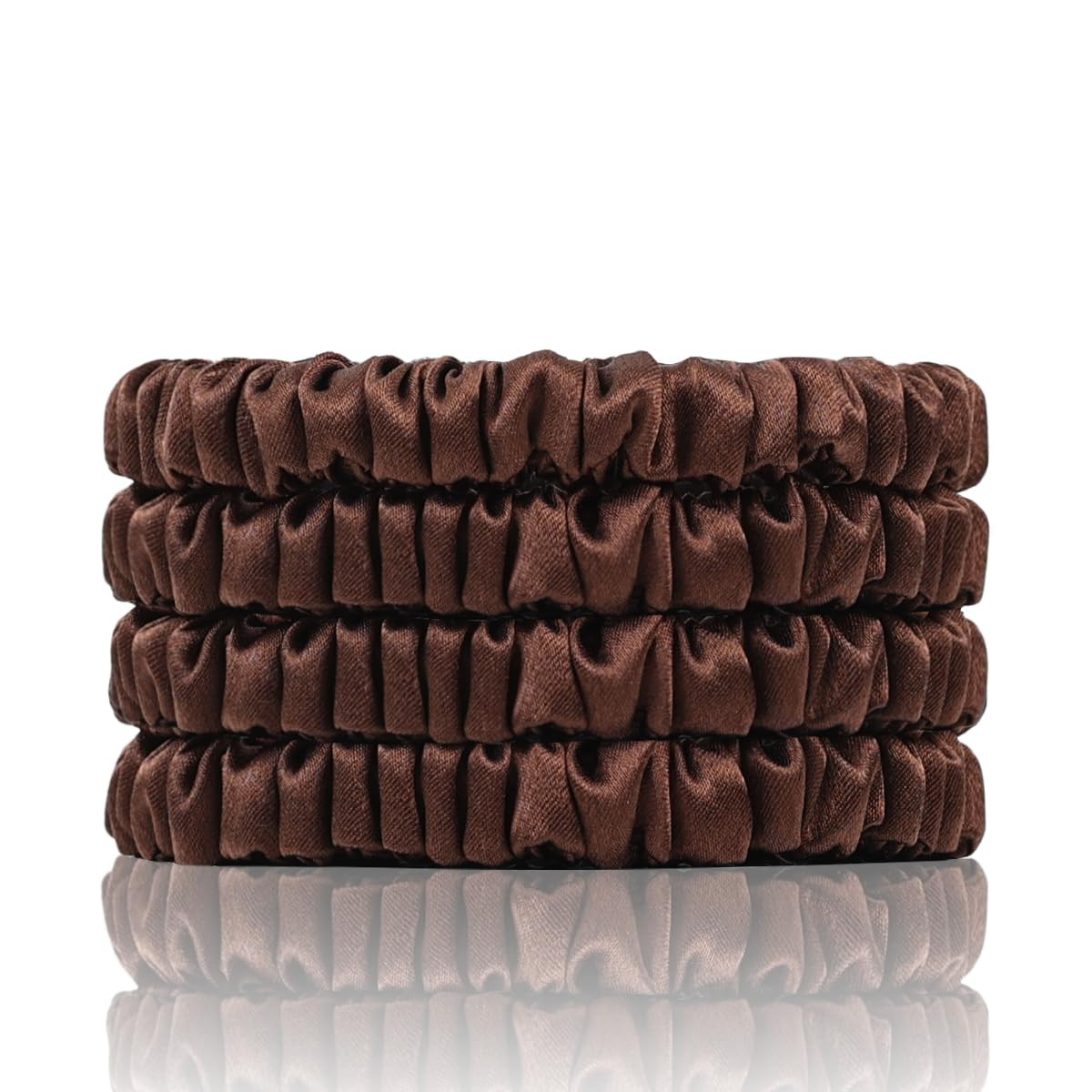 100% Mulberry Silk Scrunchies, 4 PCS, 22 Momme, Brown - Protecting Hair from Damage, for Hair Sle... | Amazon (US)