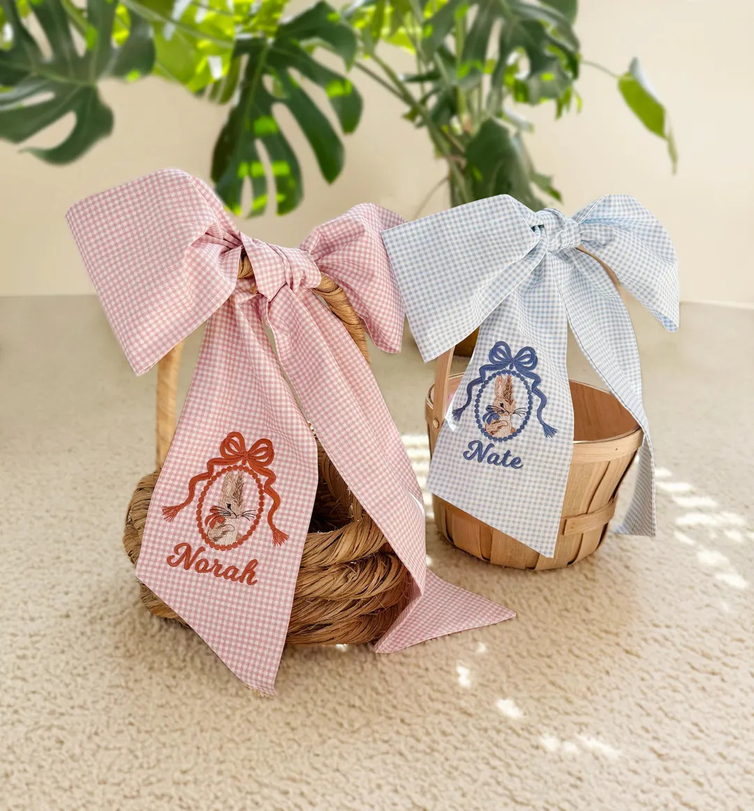 Easter Basket or Wreath Sash – Personalized With Embroidery Bunny and Name, Spring Baby Sash - ... | Etsy (US)