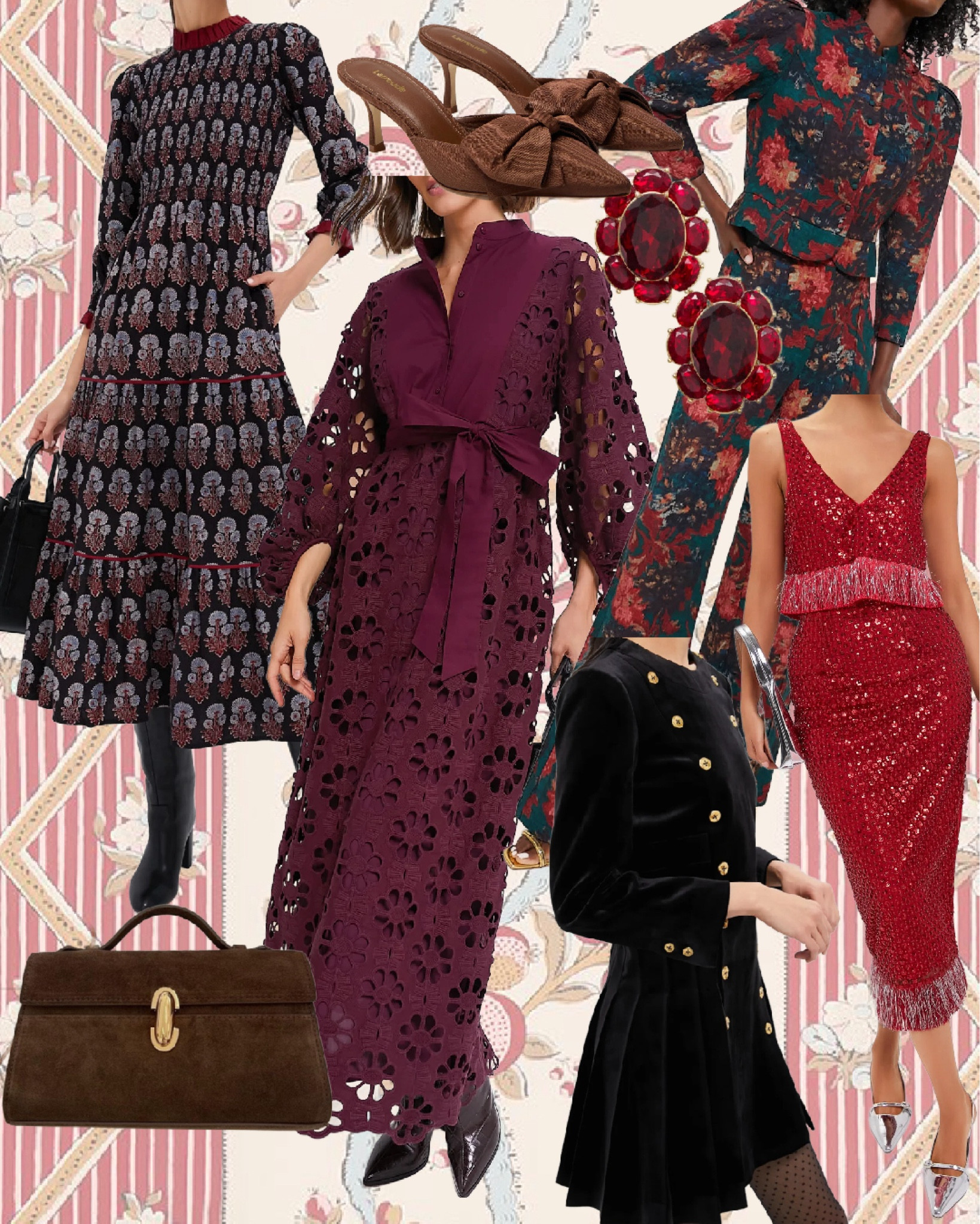 Holiday Dresses, Christmas dresses, crochet, Thanksgiving dresses, velvet dress, family photos, bow shoes, handbag, earrings, classic style 

#LTKHoliday