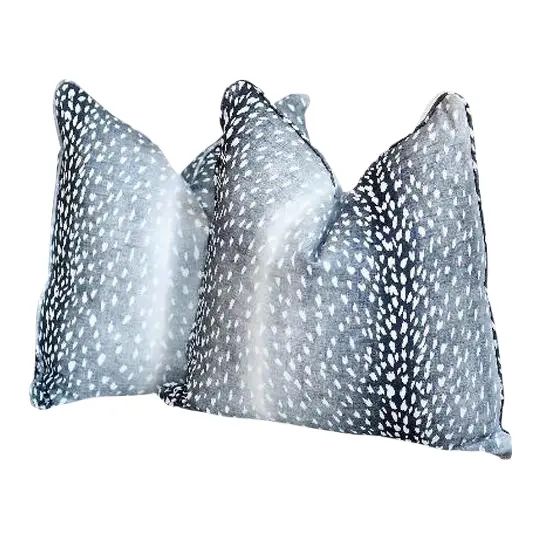 Navy Blue Antelope Pillows - a Pair | Chairish