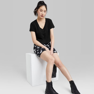 Women's Short Sleeve Boxy Cropped V-Neck T-Shirt - Wild Fable™ | Target