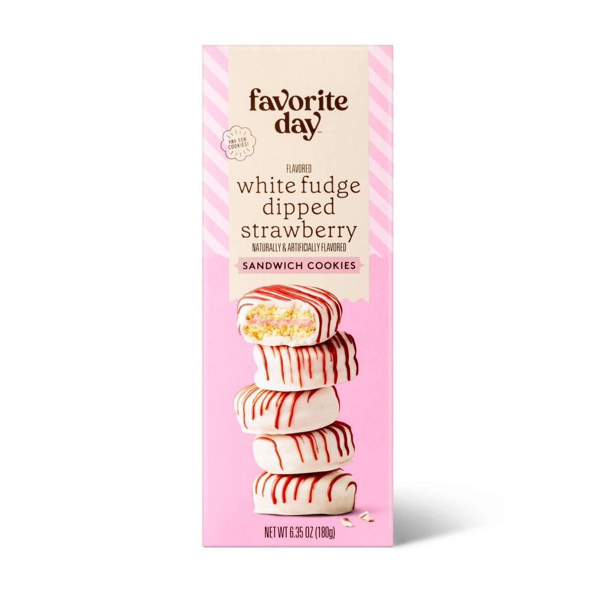 White Fudge Dipped Strawberry Sandwich Cookies - 6.35oz - Favorite Day™ | Target