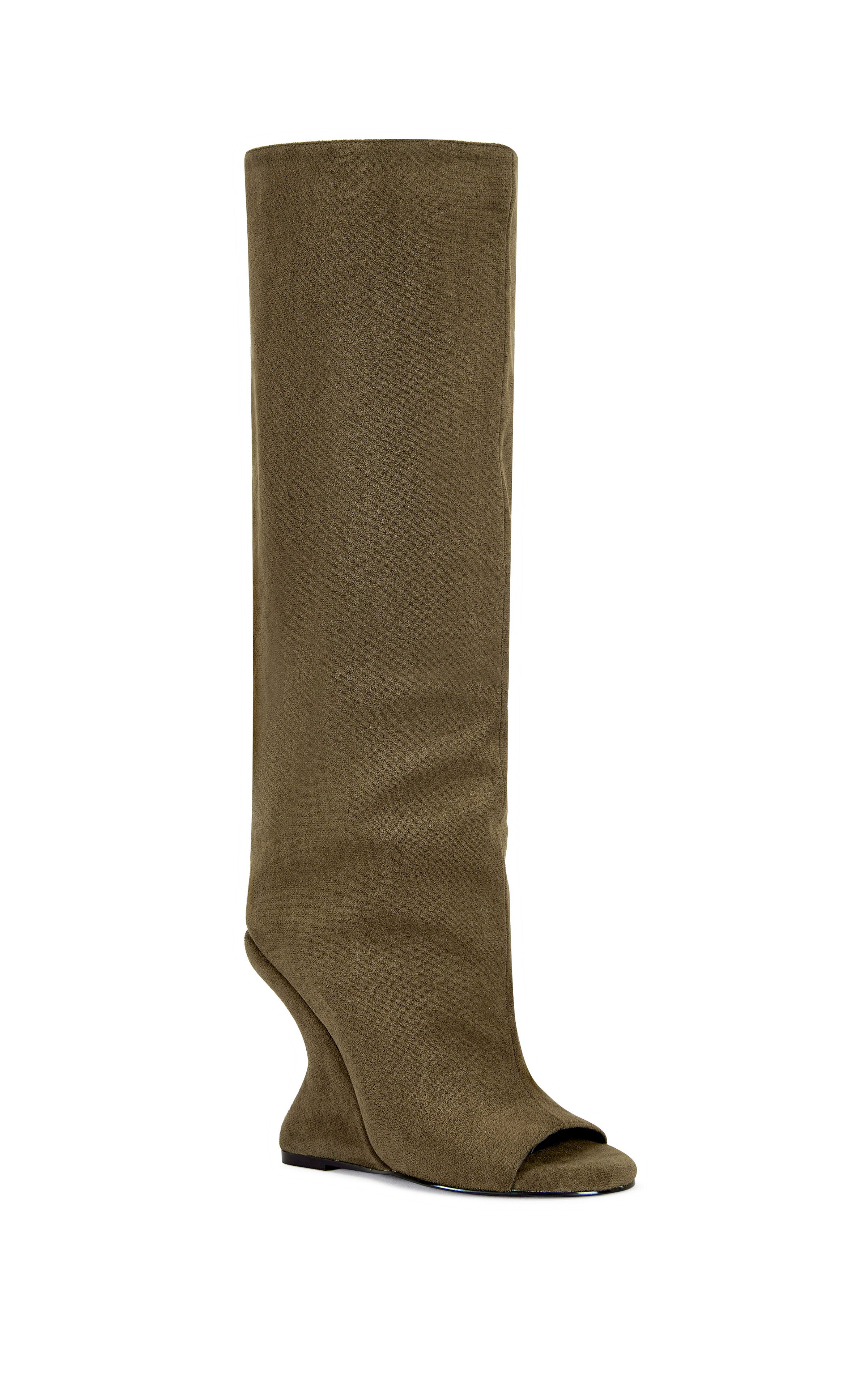 VINCENT-OLIVE PEEP TOE WEDGE BOOT | Azalea Wang