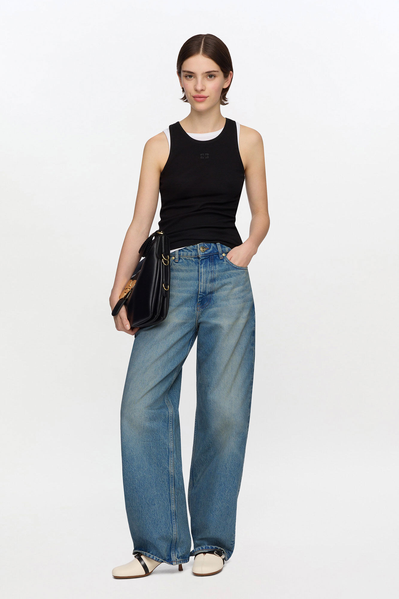 Black Soft Cotton Rib Tank Top | Ganni