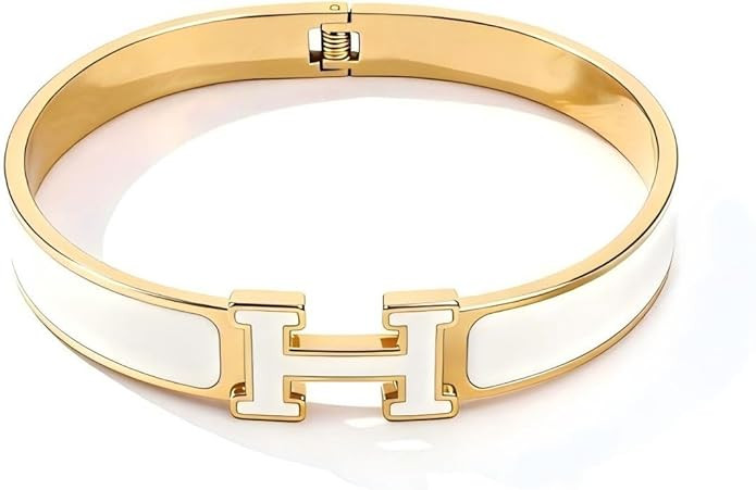 Elegant Two-Tone Cuff Bracelet, White and Rose Gold Plated Metal, Modern Geometric Design, Fashio... | Amazon (US)