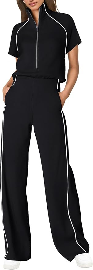 SENSERISE Womens Jumpsuits Dressy Casual Wide Leg Jumpsuit Short Sleeve | Amazon (US)