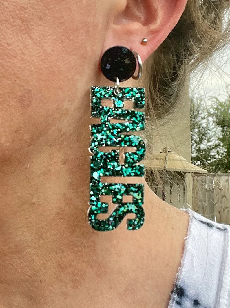 Eagles glitter resin earrings - handcrafted | Etsy (US)