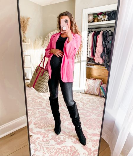 Cozy Winter Outfit ft the Spanx Faux Leather Leggings ❤️

Wearing the maternity pair but this look works with the regular ones as well 🥰🤰

winter outfit, winter style, date night look, date night style, pink blazer, oversized blazer, knee high boots, black boots

#LTKfindsunder50 #LTKSeasonal #LTKbump