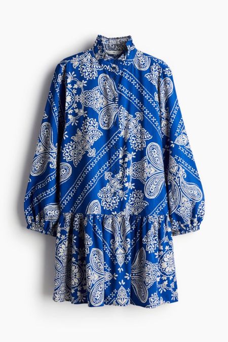 Blue patterned dress 

#LTKfindsunder50 #LTKstyletip #LTKSeasonal