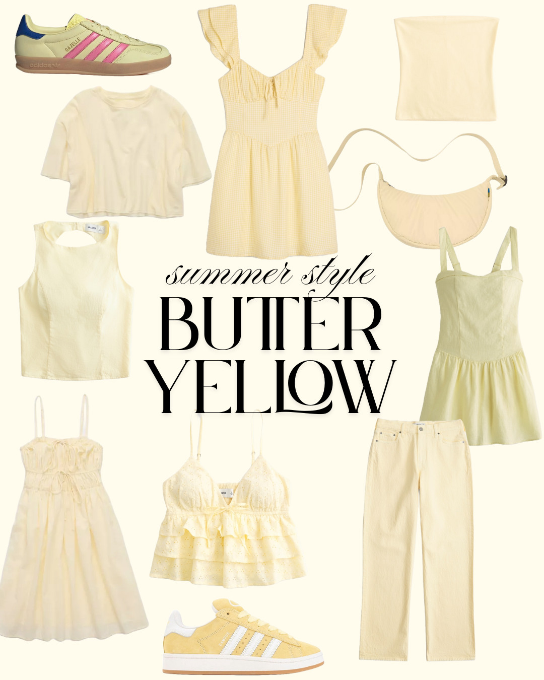 Manifesting golden hour energy all season long with this butter yellow fashion inspo! From soft knits to breezy sundresses, this dreamy color is the it shade of summer 2025. Perfect for brunch, beach days, or adding a feminine pop to your capsule wardrobe. ✨

 #butteryellow #summerstyle #fashionvisionboard #LTKsummer #aestheticoutfits #yellowaesthetic #LTKtrending #capsulewardrobe #warmtones 

 #LTKSeasonal #LTKActive #LTKPetite