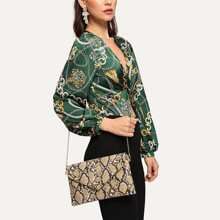 Snakeskin Pattern Chain Clutch Bag | SHEIN