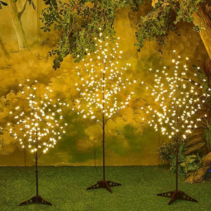 Lightshare LED Lighted Cherry Blossom Tree, 4FT, 5FT and 6FT, Warm White, Pack of 3, Decorate Hom... | Amazon (US)