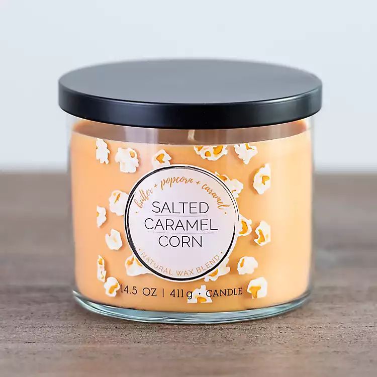 New! Salted Caramel Corn Triple Wick Jar Candle | Kirkland's Home