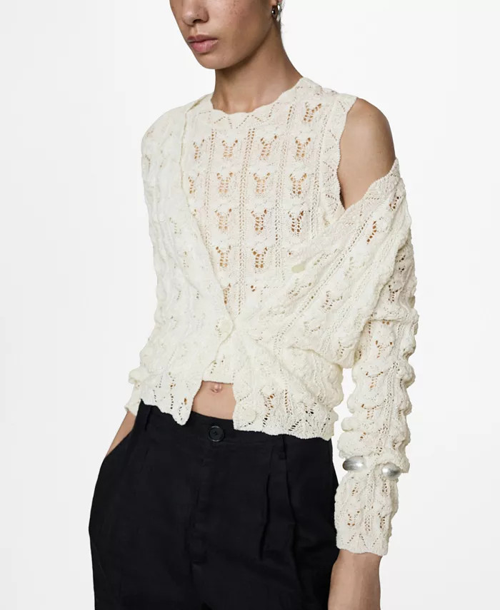 MANGO Women's Crochet Knit Cardigan - Macy's | Macy's