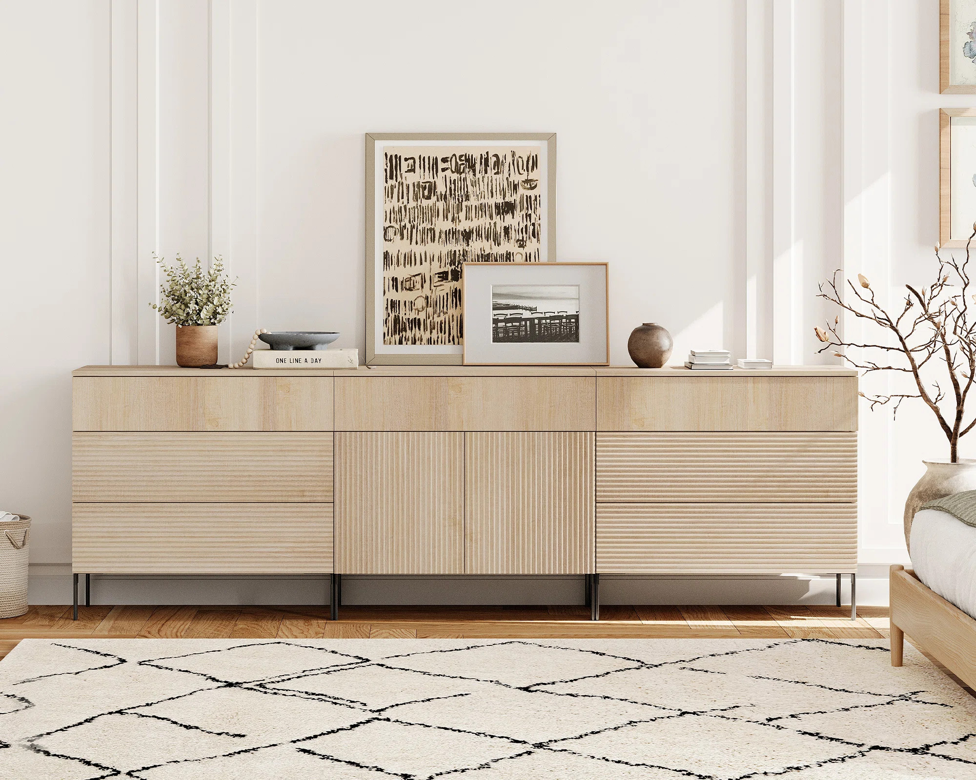 94.5" Modern Reeded 7-Drawer Dresser Set For Bedroom, Minimalist Chest Of Drawers With Storage, Wooden Dresser For Living Room, Bedroom, Entryway | Wayfair North America