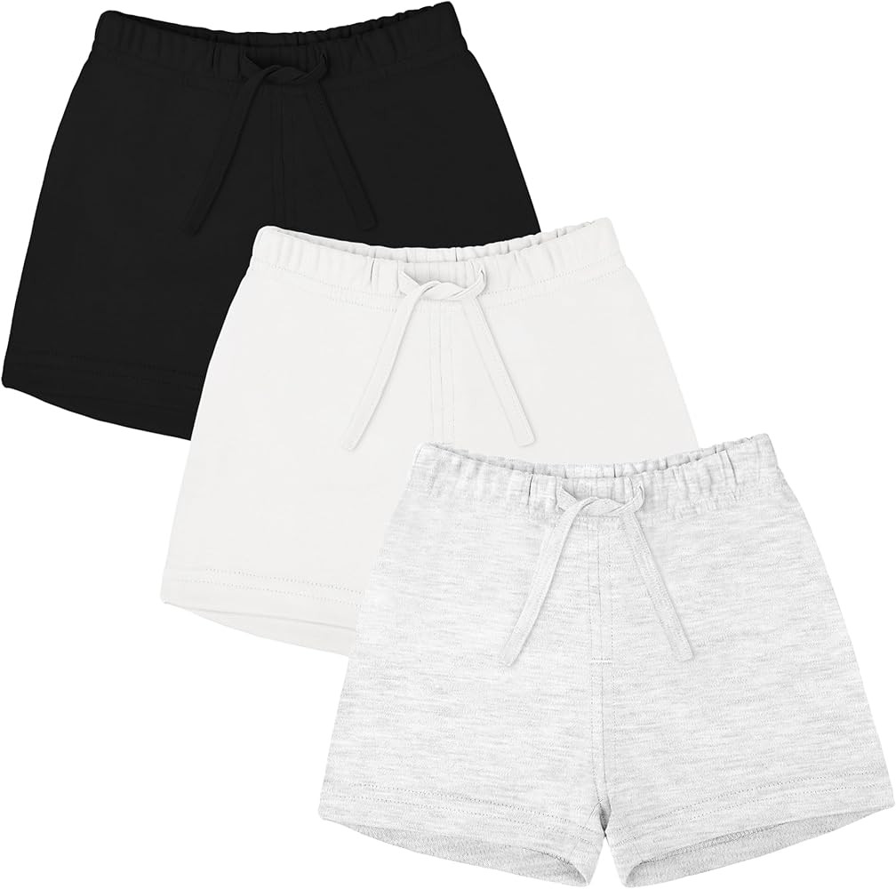 Ruisita 3 Pack Unisex Baby Toddler Cotton Shorts with Drawstring Baby Pull-on Solid Shorts Soft C... | Amazon (US)