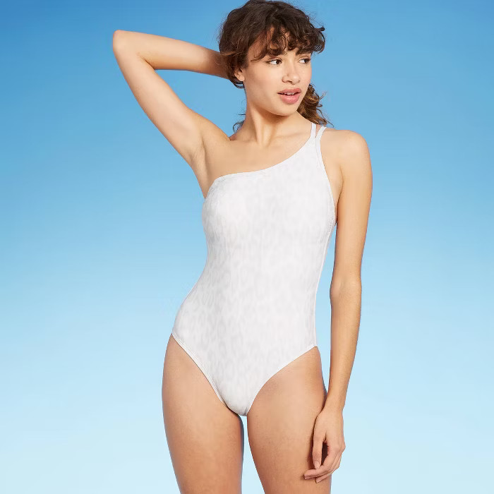 Women's Adjustable Side Double Strap One Piece Swimsuit - Sea Angel White | Target