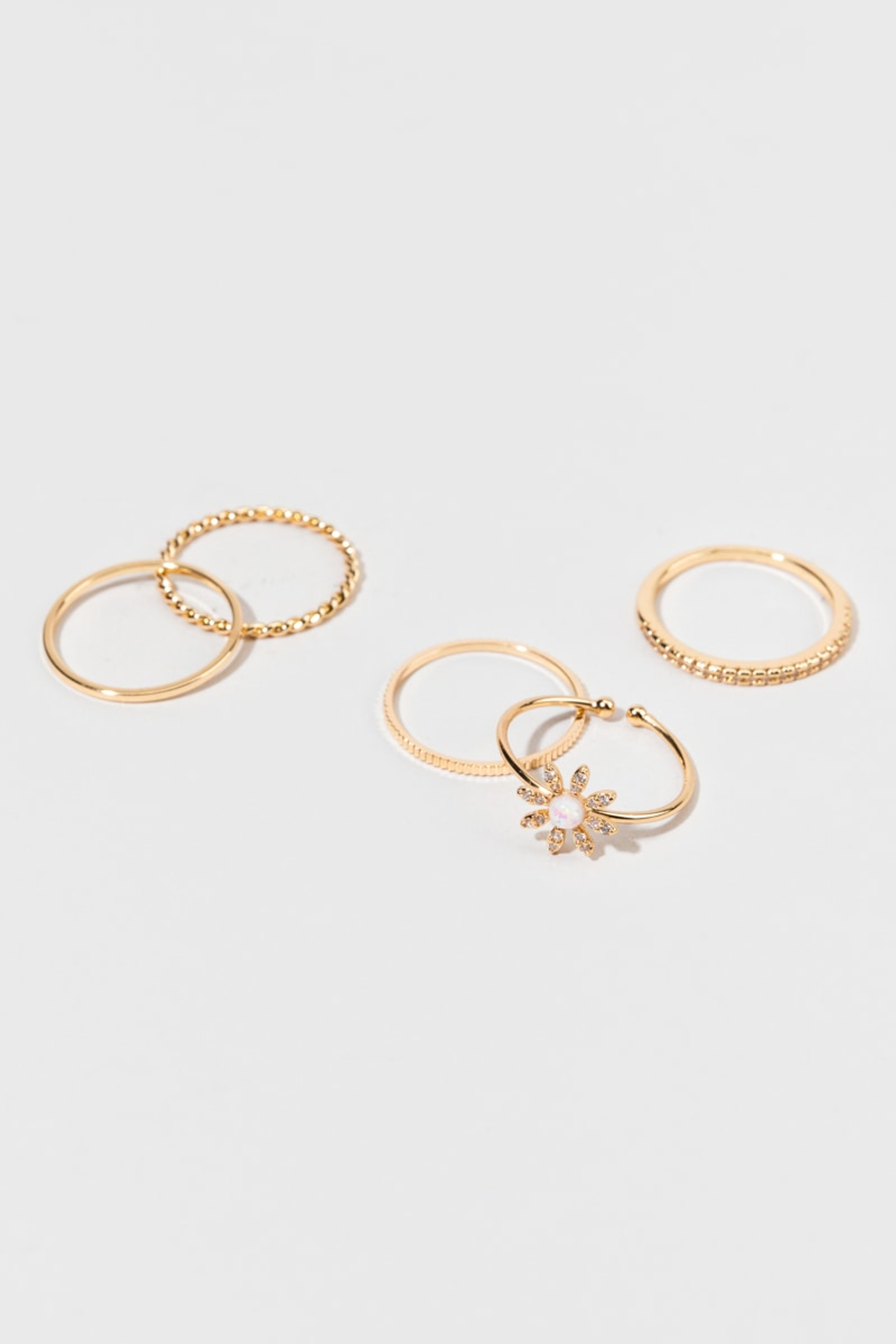 Mona Gold And Opal Flowers Ring Set | Francesca's
