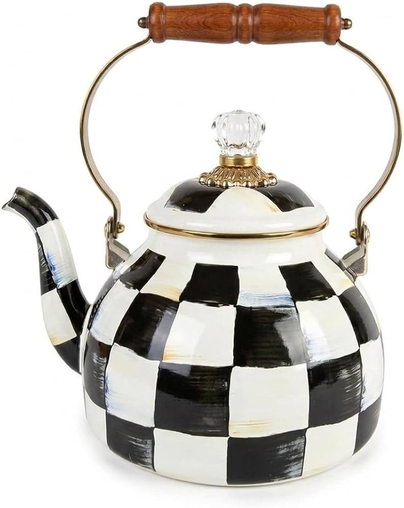 Checkered Tea Kettle for Checkered Kitchen Decor - Black and White Tea Kettle for Stovetop - Styl... | Amazon (US)