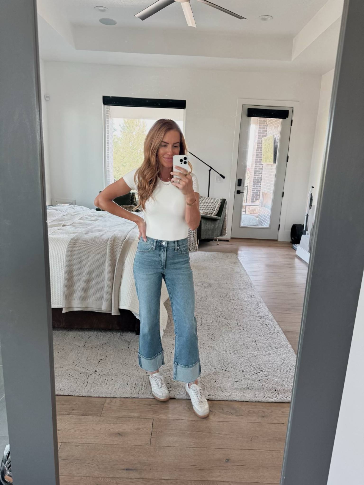 The perfect outfit.. simple + classic! I’m in the small in the bodysuit and a 2 in the pants (my true size!) @walmartfashion #walmartpartner #walmartfashion