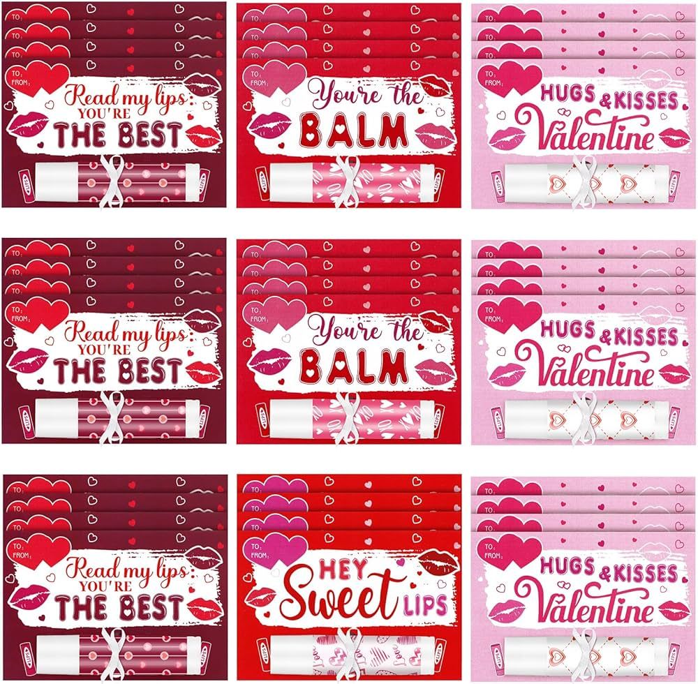 Swiffen 40 Pcs Valentine's Day Lip Balm 40 Pcs Valentines Day Card Funny Romantic Anniversary Car... | Amazon (US)