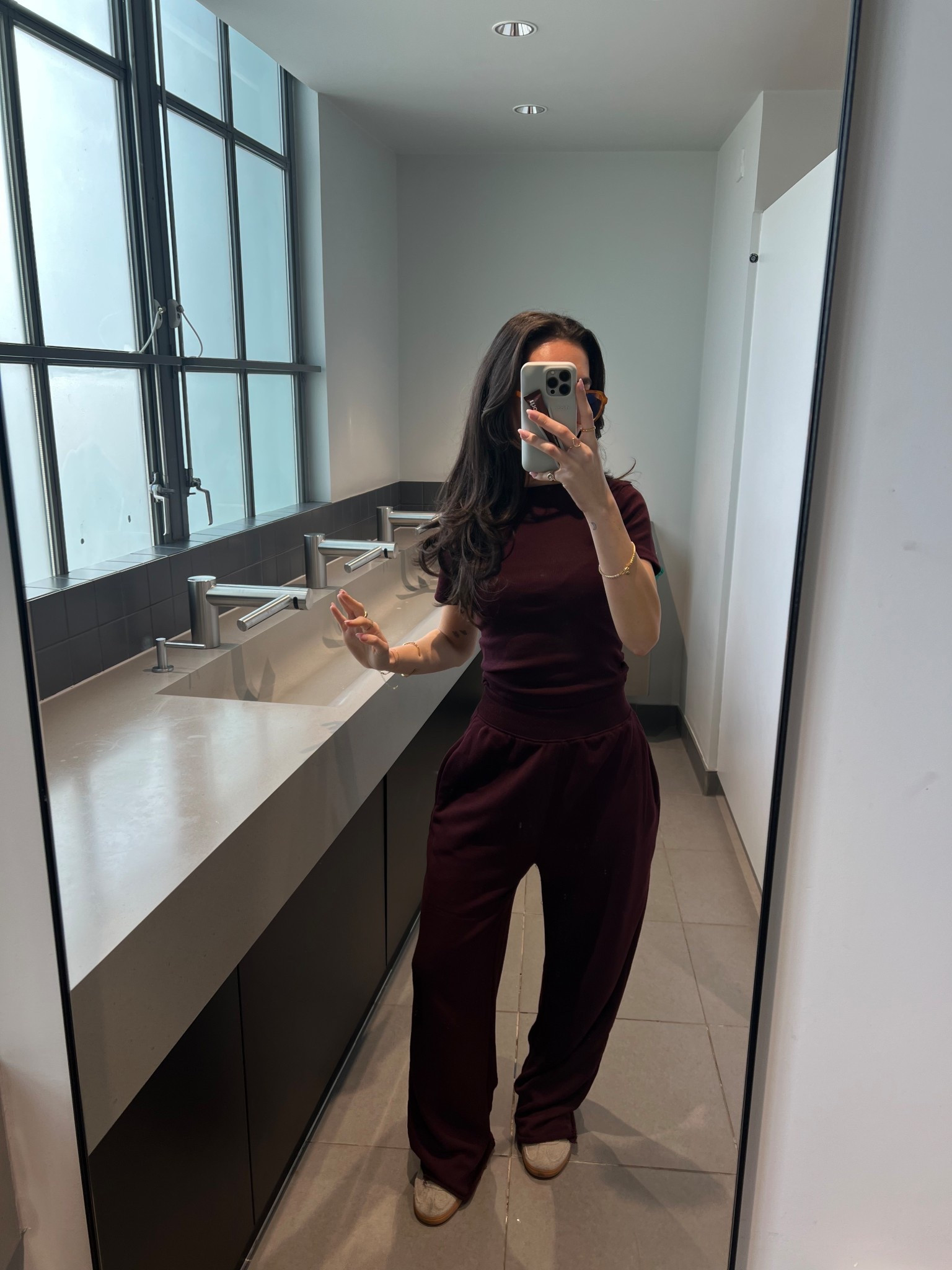 Casual spring office outfits. Kaiia the label. Burgundy joggers, loungewear set  

#LTKeurope #LTKspring #LTKworkwear