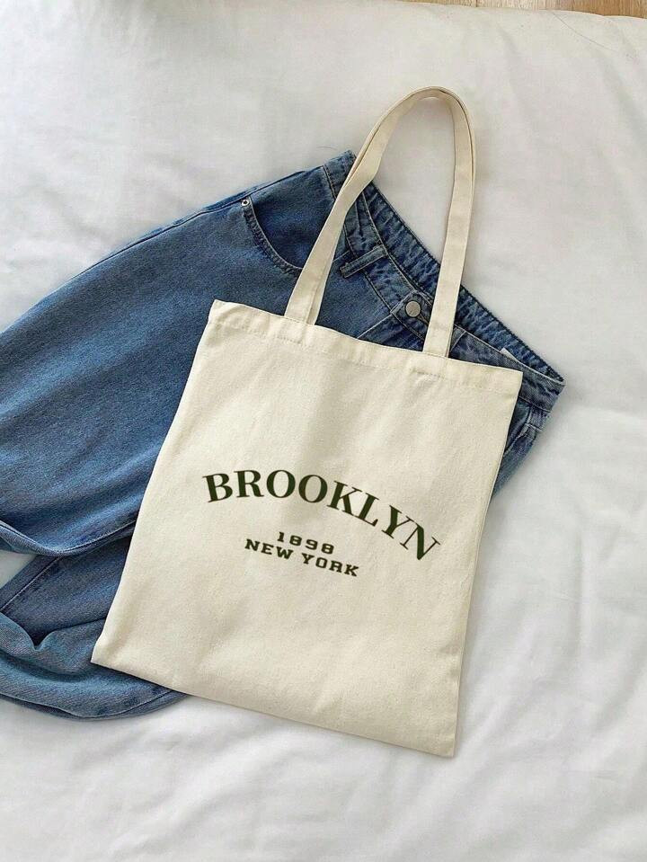 Brooklyn 1898 New York Letter Printed Tote Bag Shopping Bag | SHEIN
