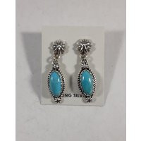 Turquoise Earrings With Silver Button | Etsy (US)