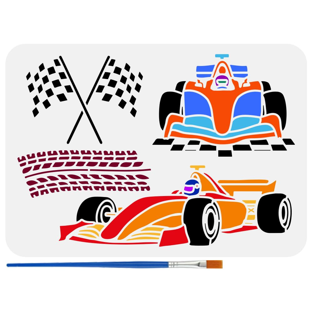 FINGERINSPIRE Racing Car Stencil with a Paint Brush 8.3x11.7inch Formula Racing Car Large Stencil... | Amazon (US)