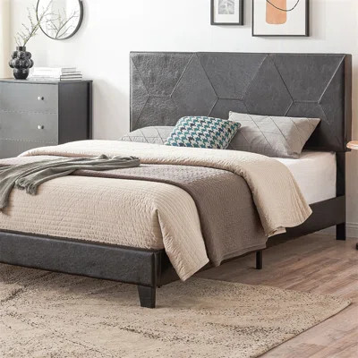Queen Size Upholstered Platform Bed Frame ,Wood Slat Support, Easy Assembly | Wayfair North America