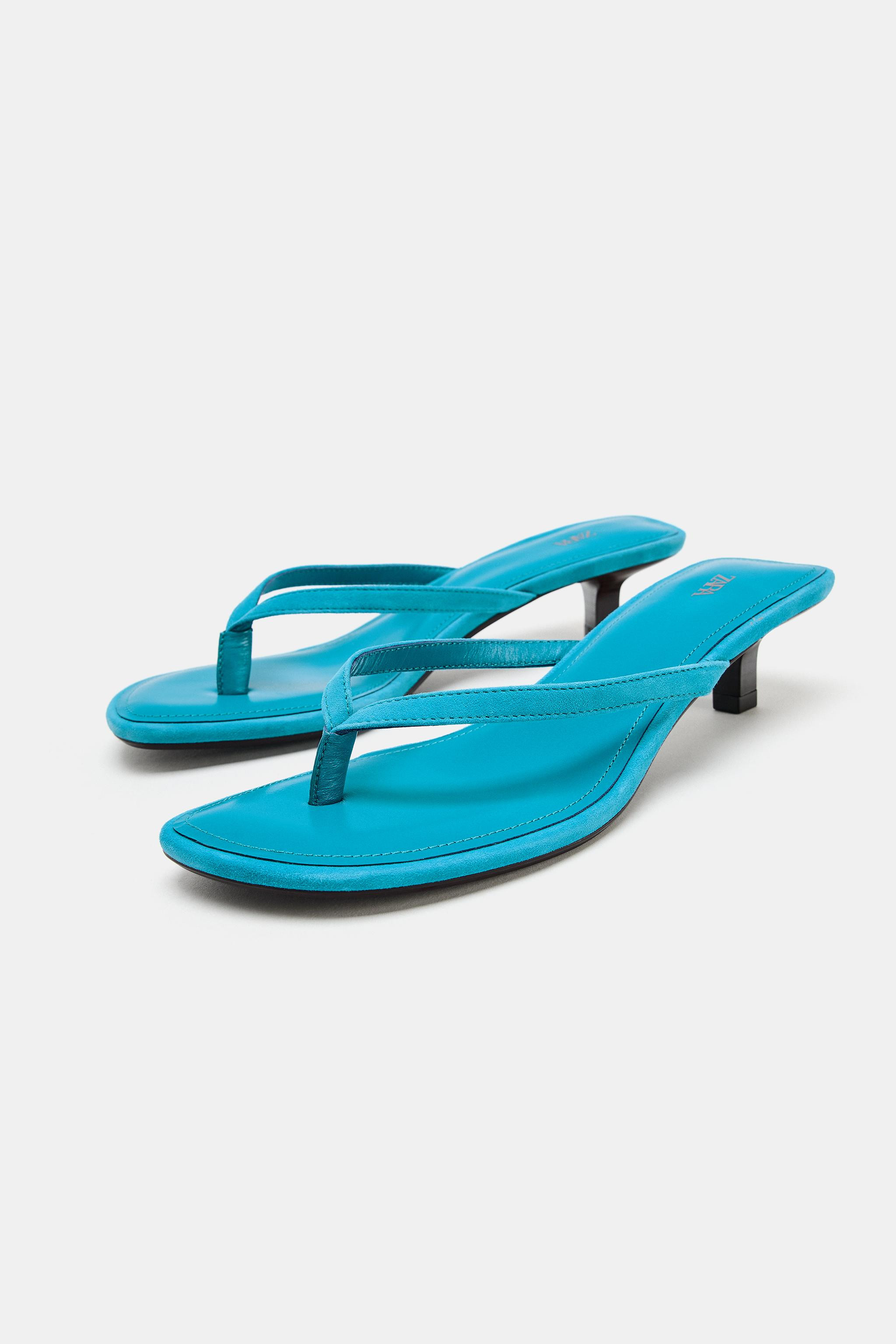 SUEDE KITTEN-HEEL SANDALS | Zara UK